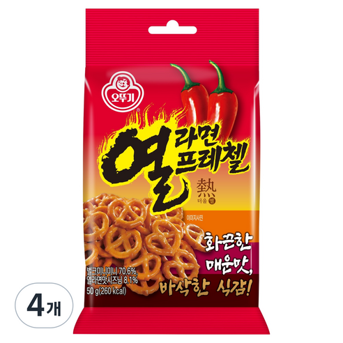 오뚜기 열라면 프레첼, 4개, 50g