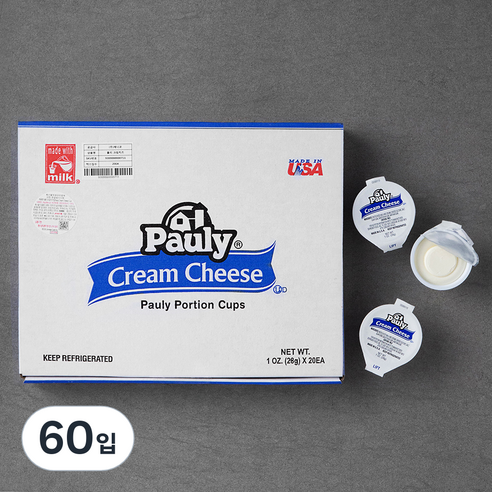 PAULY 크림치즈 컵 28g × 20개입 × 3개, 28g × 20개입 × 3개 섬네일