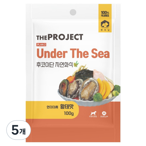 펫러닝 강아지 언더더씨 자연화식 수제 습식사료, 황태, 100g, 5개