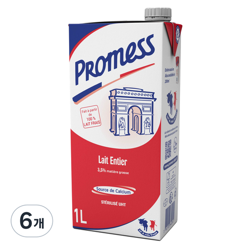 프로메스 멸균 우유, 1L, 6개