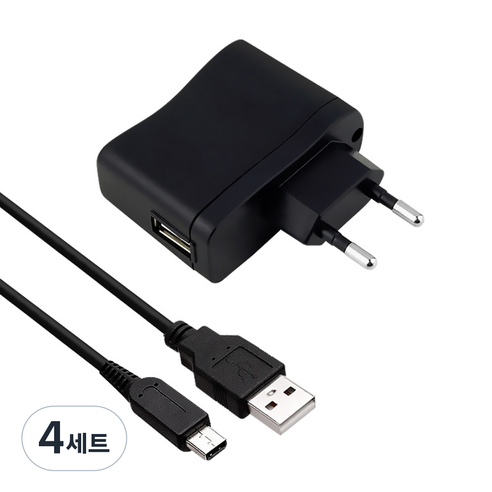 서가 닌텐도 분리형 충전기 +3DS / DSi 케이블, 블랙, 4세트