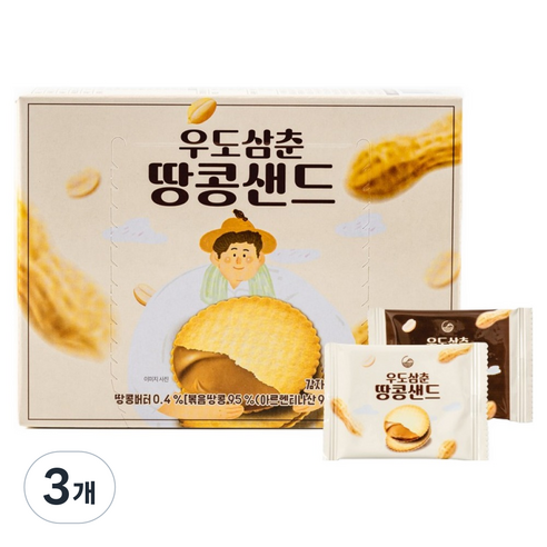 우도삼춘 땅콩샌드, 72g, 3개