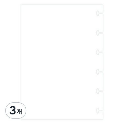 모트모트 DIY 수첩 노트 롤드 스퀘어드 플레인 6공 바인더 내지, 20매, 3개