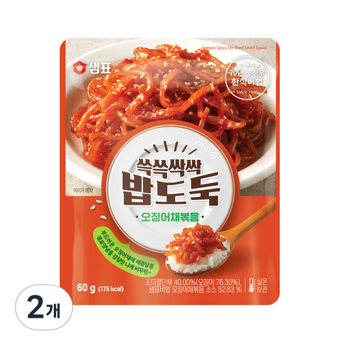 샘표 쓱쓱싹싹 밥도둑 오징어채볶음, 60g, 2개