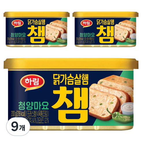 하림 닭가슴살 햄 챔 청양마요, 200g, 9개