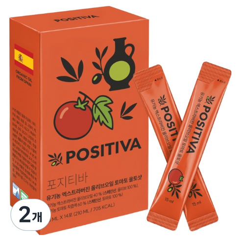 포지티바 유기농 올리브오일 토마토 올토샷 스틱 14p, 210ml, 2개