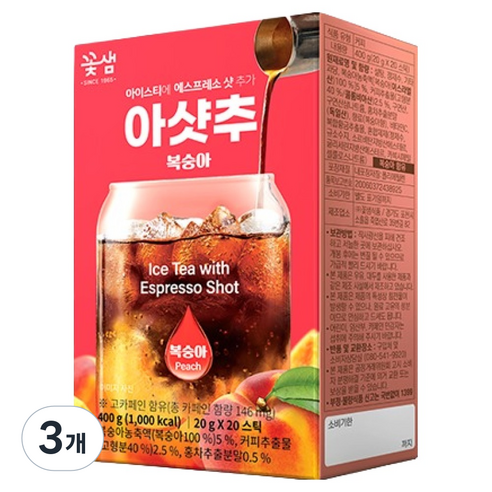 꽃샘 아샷추 복숭아 아이스티, 20g, 20개입, 3개