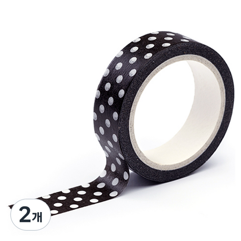 프린텍디자인 마스킹 테이프 15mm x 10m, 블랙 도트(DM14-1510), 2개
