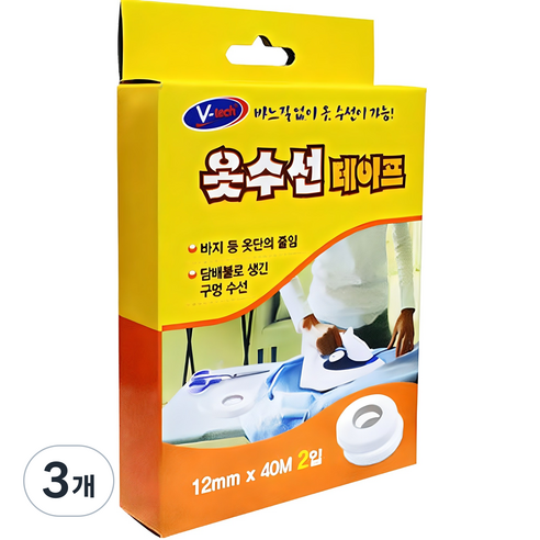 Vtech 옷수선 매직테이프 12mm x 40m 2p, 3개