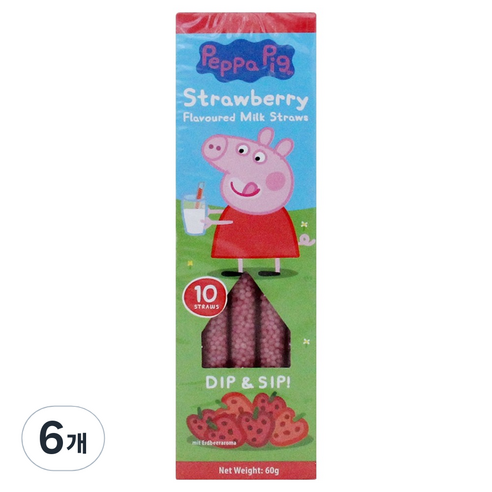 페파피그 딸기맛 스트로우, 60g, 6개