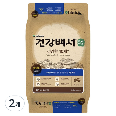 뉴트리나건강백서 강아지 순 10세+, 닭, 5.1kg, 2개