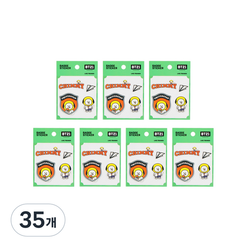 라인프렌즈 BT21 캐스팅 뱃지 스티커, 치미, 35개