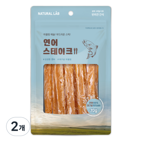 네츄럴랩 강아지 건강한육포 스테이크, 연어, 70g, 2개