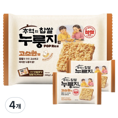 추억의 찹쌀 누룽지 팝 고소한맛 12p, 4개, 288g
