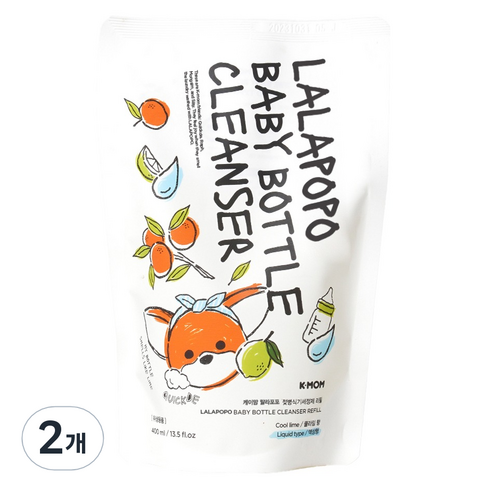 케이맘 랄라포포 젖병식기세정제 쿨라임향 액상형 리필, 400ml, 2개