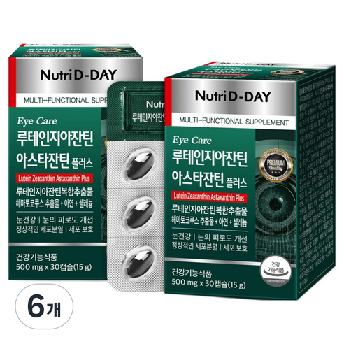 뉴트리디데이 아이케어 루테인지아잔틴 아스타잔틴 플러스 15g, 30정, 6개