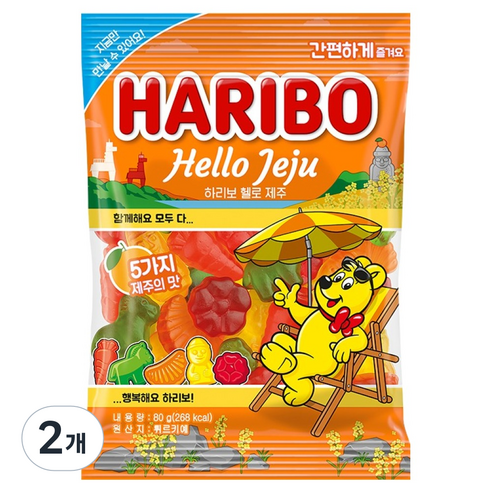 하리보 헬로 제주 젤리, 80g, 2개