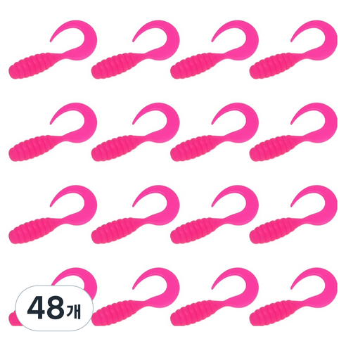 다미끼 M 그럽 쏘가리 배스 송어 웜 51mm, 438 HOT PINK, 1g, 48개