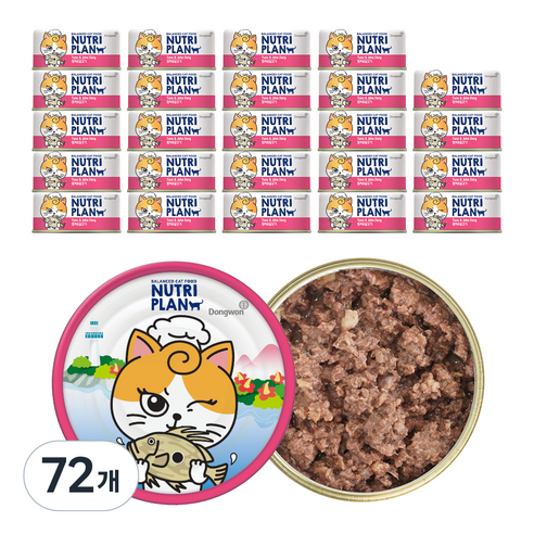 동원뉴트리플랜 고양이 간식캔, 참치와 달고기, 90g, 72개