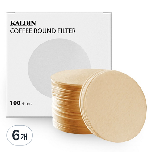 칼딘 모카포트 포터필터 더치커피기구 올 라운드 필터 브라운 53mm, 6개, 100개입