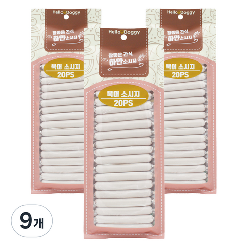 헬로도기 참좋은간식 강아지 하얀소시지 20p, 북어, 180g, 9개