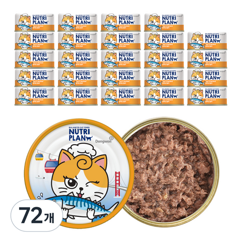 동원뉴트리플랜 고양이 간식캔, 참치와 고등어, 90g, 72개