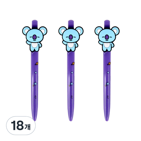 라인프렌즈 BT21 피규어젤펜 0.5mm, 코야, 18개