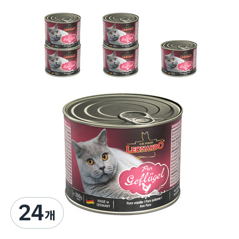 레오나르도 어덜트 고양이 습식사료, 닭, 200g, 24개