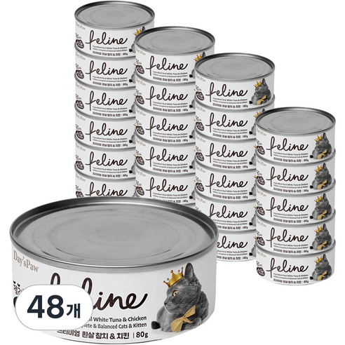데이스포 고양이 필라인 간식캔, 흰살참치 + 치킨 혼합맛, 80g, 48개