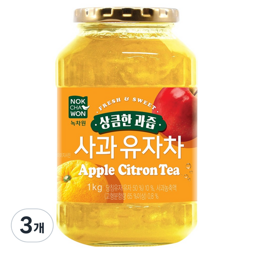 녹차원 상큼한 과즙 사과 유자차, 1kg, 3개, 1개입