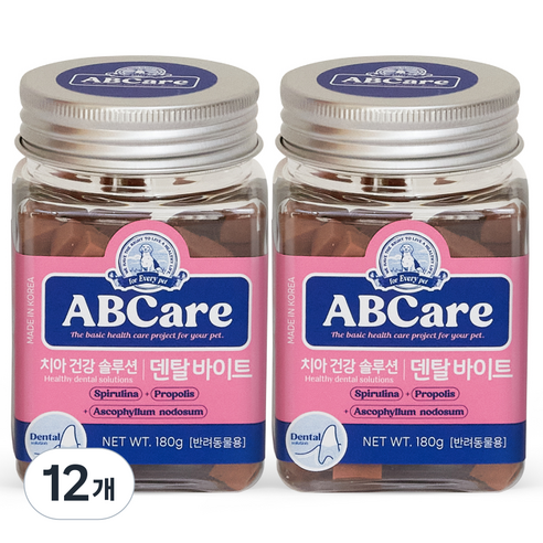 에이비씨케어 반려동물 바이트 영양제, 180g, 구강/치석관리, 12개