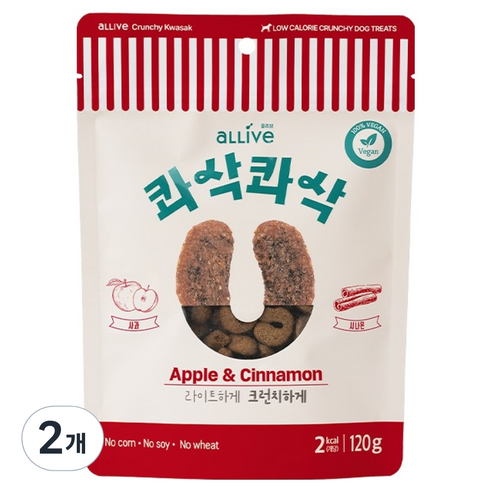 대주펫푸드 강아지 올리브 콰삭콰삭 트릿, 120g, 2개, 혼합맛(애플/시나몬)