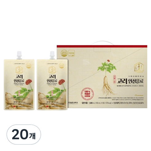 대동고려삼 고려인삼음료, 100ml, 20개