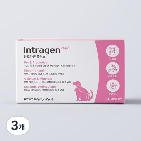 인트라젠 반려동물 플러스 영양제, 200g, 장건강/유산균, 3개 200g, 장건강/유산균, 3개