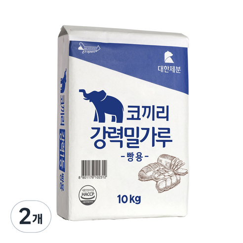 대한제분 코끼리 빵용 강력 밀가루, 10kg, 2개