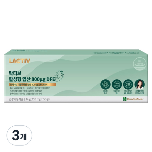 락티브 활성형 엽산 800μg DFE 14g, 56정, 3개