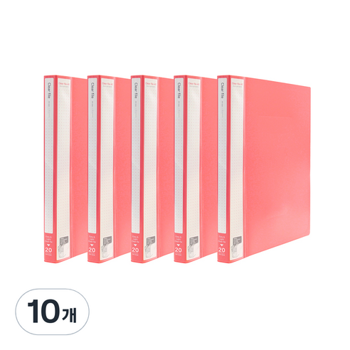 인디 클리어파일 A4 20매, Pink, 10개