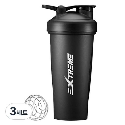 익스트림 쉐이커 보틀 + 블렌더 볼 세트, 블랙, 3세트