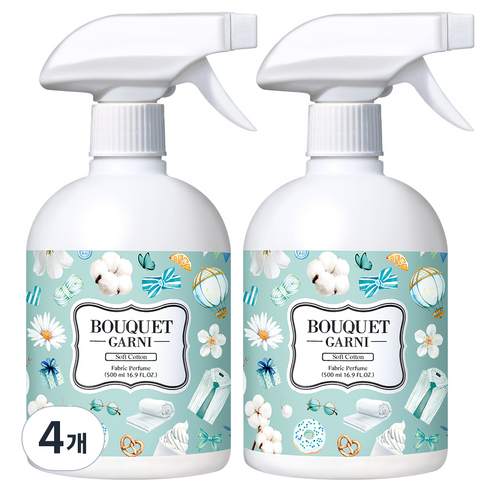 부케가르니 섬유탈취제 소프트코튼 본품, 500ml, 4개