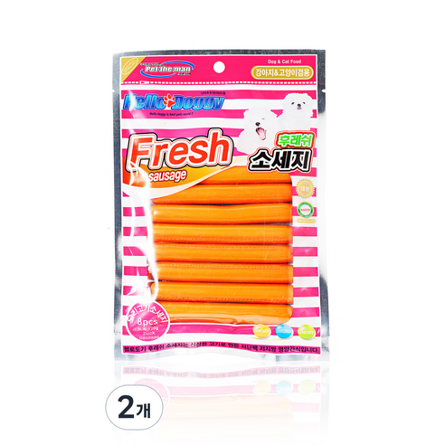 헬로도기 강아지 고양이 후레시 소세지 8p, 오리고기맛, 120g, 2개