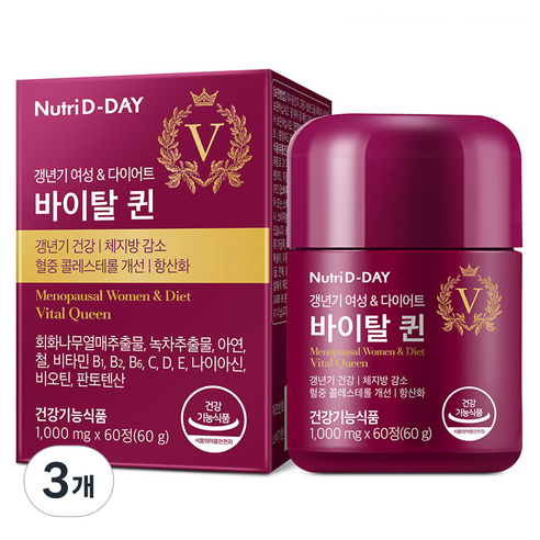 뉴트리디데이 바이탈퀸 갱년기 여성 다이어트 식품, 60정, 3개