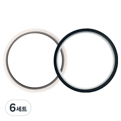 겜맥 테프론테이프 10m 2종 세트, 블랙, 화이트, 6세트