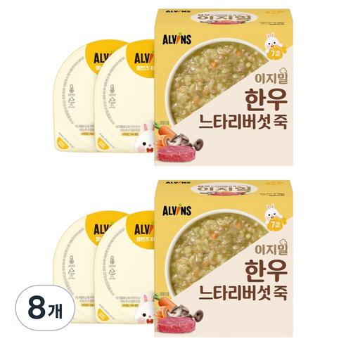 엘빈즈 이지밀 실온 중기 7 10개월 이유식, 한우느타리버섯, 110g, 8개