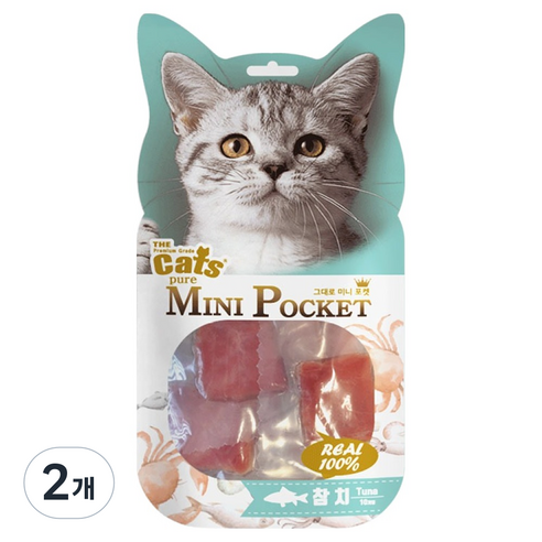 더캣츠 고양이 그대로미니포켓 육포 간식, 참치, 40g, 2개