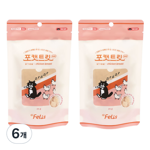 닥터펠리스 포캣트릿 고양이 간식, 닭가슴살, 25g, 6개