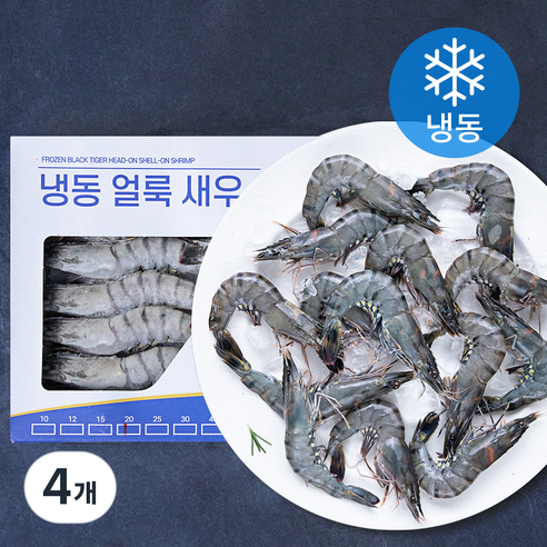오션스글로벌 블랙타이거 얼룩 새우 (냉동), 4개, 500g(20미)