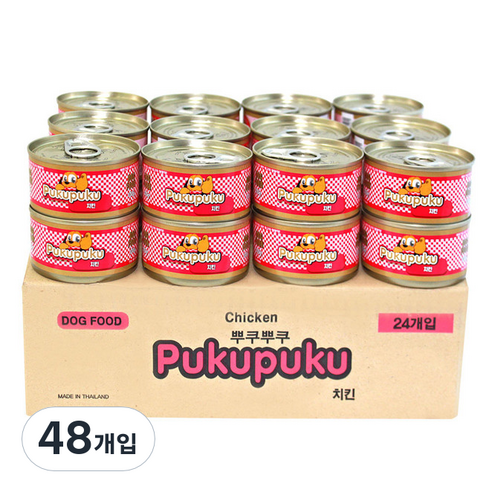 뿌쿠뿌쿠 강아지 간식캔, 치킨, 100g, 48개