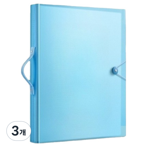 A3 8절 손잡이 속지 30매 클리어 파일 케이스, 3개, 블루