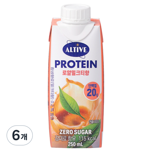 얼티브 프로틴 로얄밀크티향, 6개, 250ml