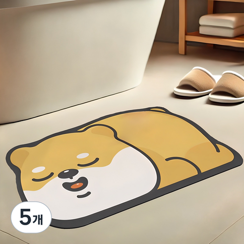 룰루홈 규조토 캐릭터 발매트, 시바, 5개
